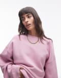 Topshop premium seam detail sweat in pink