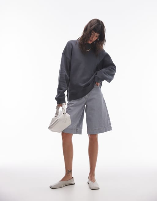 Topshop premium seam detail sweat in slate