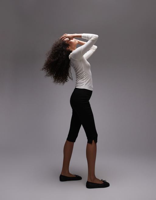Topshop premium sheer high neck long sleeve top in cream | ASOS