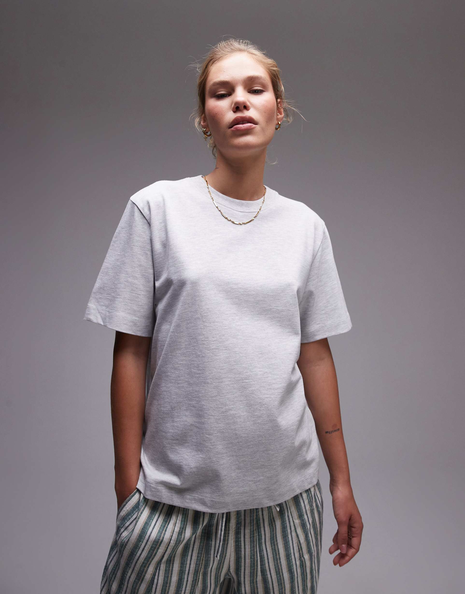 topshop premium short sleeve tee in heather gray