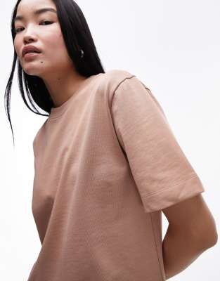 Topshop premium short sleeve tee in neutral