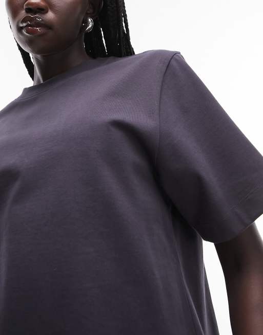 Topshop - Premium - Skifergrå basis-T-shirt med korte ærmer, 3 af 4