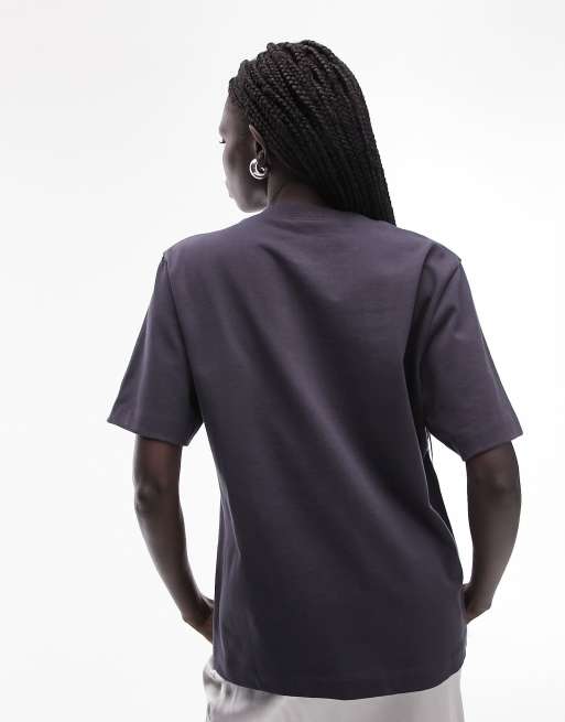 Topshop - Premium - Skifergrå basis-T-shirt med korte ærmer, 4 af 4