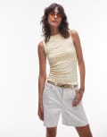 [Topshop] Topshop premium slash neck tank top in buttermilk-Yellow M Buttermilk