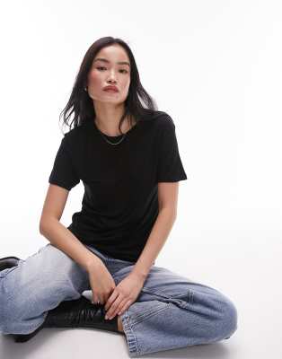 Topshop premium slinky boxy tee in black | ASOS