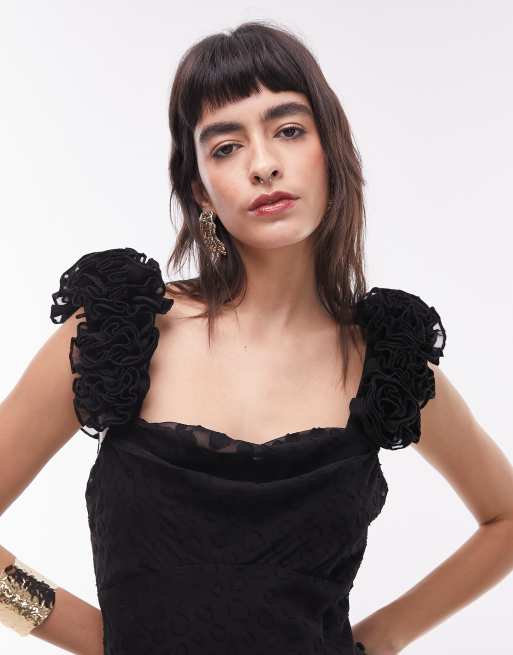 トップス ANDMARY Mew frill tops BLACK free size ANDMARY】Mew frill tops