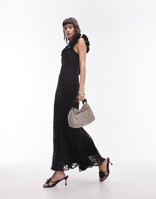 ワンピース Tiered Polka-Dot Long Dress black M Tiered Polka-Dot Long Dress M 黒