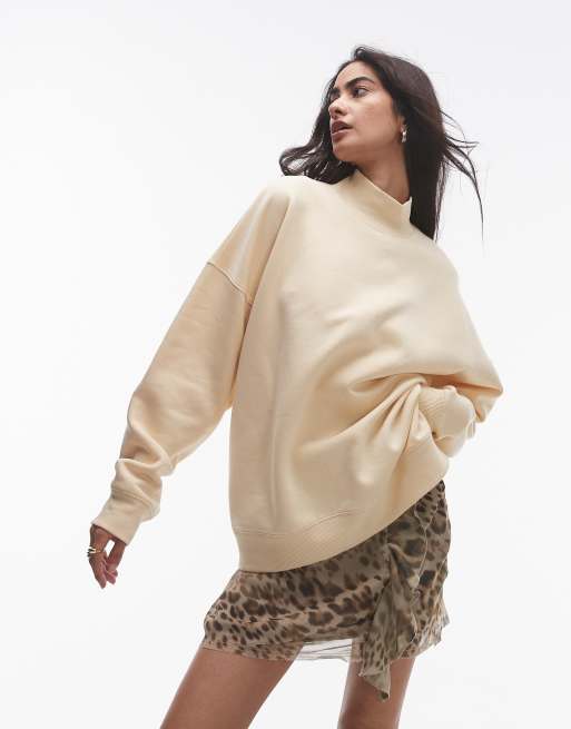 Topshop – Premium – Smörgul sweatshirt med ståkrage, 2 av 4