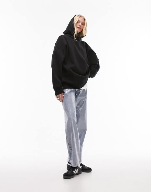 Topshop - Premium - Sort oversized hættetrøje