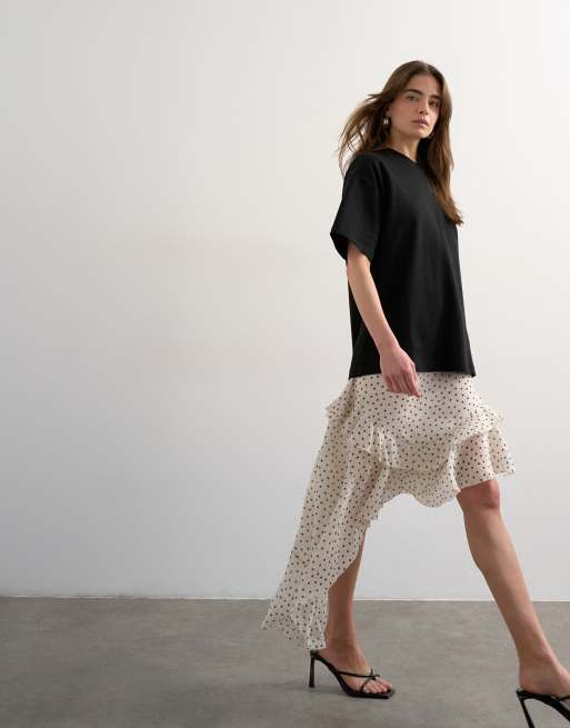 Topshop - Premium - Sort oversized T-shirt med interlock-syninger, 2 af 4