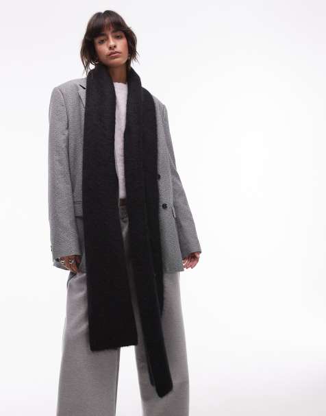 Topshop – Premium – Spencer – Schal aus Alpaka-Wollmix in Schwarz - view 1