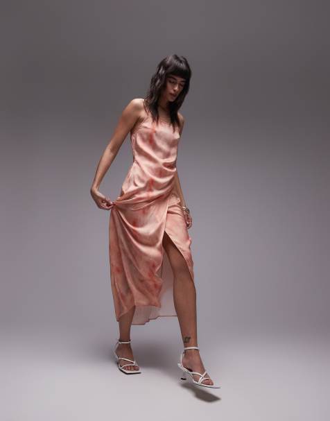 Pink silk wrap dress online