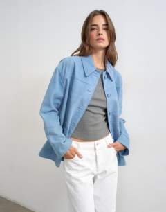 Premium suede jacket in blue