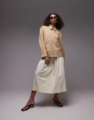 Topshop Premium Suede Jacket With Seam Detail In Yellow