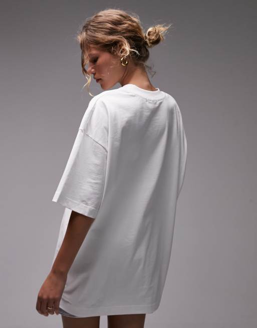 Topshop - Premium - Super oversized T-shirt met grafische Av De Paris-print in wit, 4 van 4