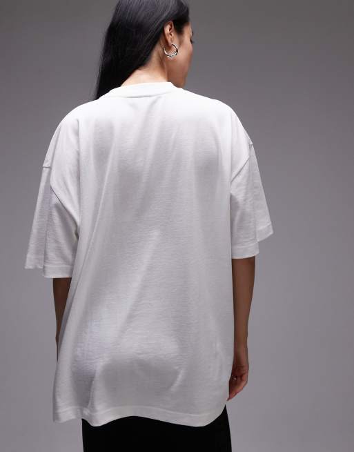 Topshop - Premium - Super oversized T-shirt met grafische 'Malmo' print in wit, 3 van 4