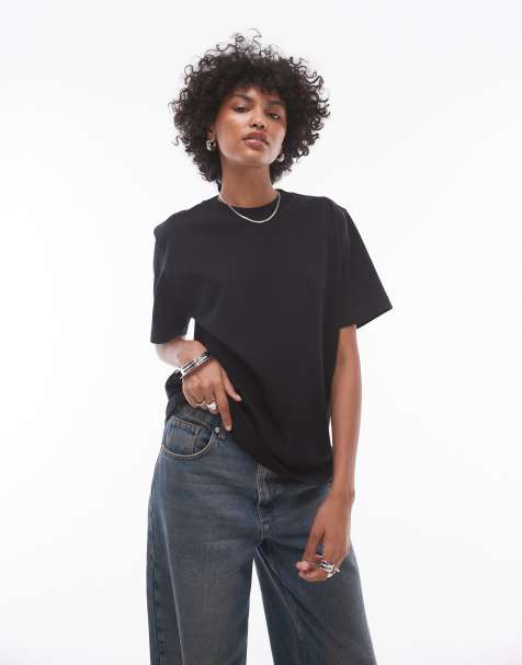 Topshop – Premium – Svart, enkel t-shirt med korta ärmar - view 1