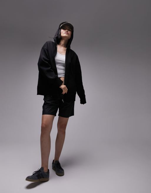 Topshop – Premium – Svart huvtröja i oversize med dragkedja, 3 av 4