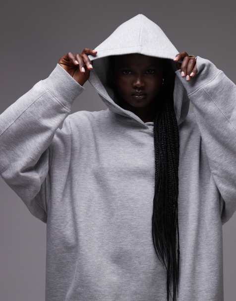 Topshop - Premium - Sweat à capuche oversize d'ensemble - Gris chiné - view 1