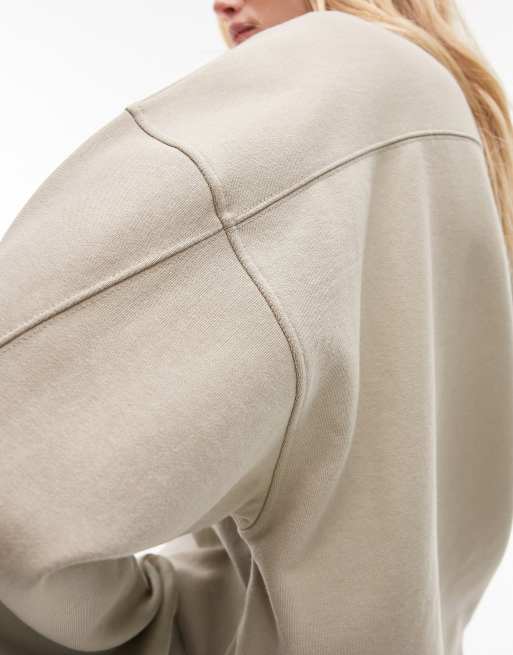 Topshop Premium - Sweat long à surpiqûres - Sauge, 2 de 4