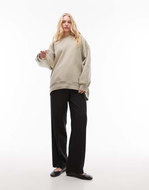 Topshop - Premium - Sweater met lange pasvorm en naaddetail in saliegroen