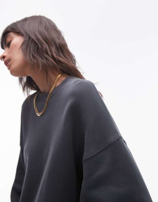 Topshop - Premium - Sweater met naaddetail in leisteengrijs, 3 van 4