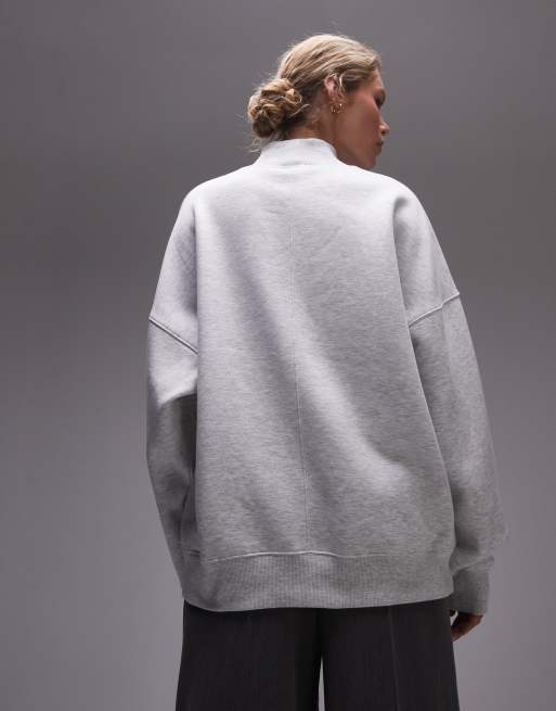 Topshop - Premium - Sweater met opstaande boord in gemêleerd grijs, 2 van 4