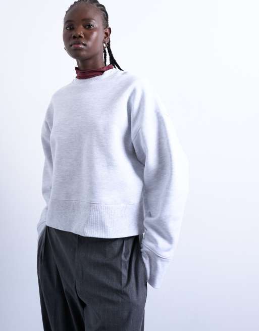 Topshop - Premium - Sweater van zware stof in asgrijs