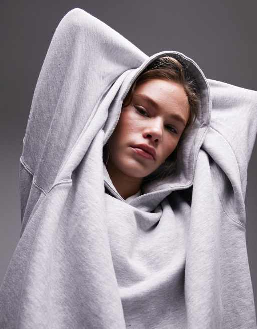 Topshop Premium – Szara melanżowa bluza oversize z kapturem, 2 z 4