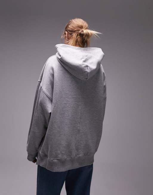Topshop Premium – Szara melanżowa bluza oversize z kapturem, 3 z 4