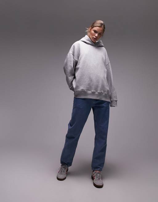 Topshop Premium – Szara melanżowa bluza oversize z kapturem, 4 z 4