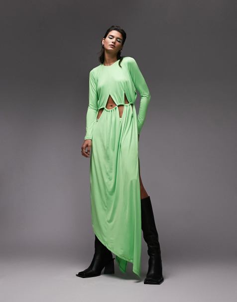 Topshop - Premium - Vestito asimmetrico con cut-out verde - Edizione limitata - view 1