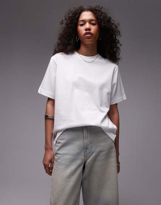 Topshop – Premium – Vit, enkel t-shirt med korta ärmar