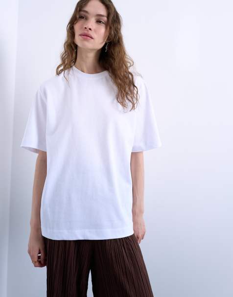 Topshop – Premium – Vit, enkel t-shirt med korta ärmar - view 1