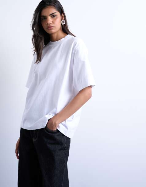 Topshop – Premium – Vit, enkel t-shirt med korta ärmar - view 1