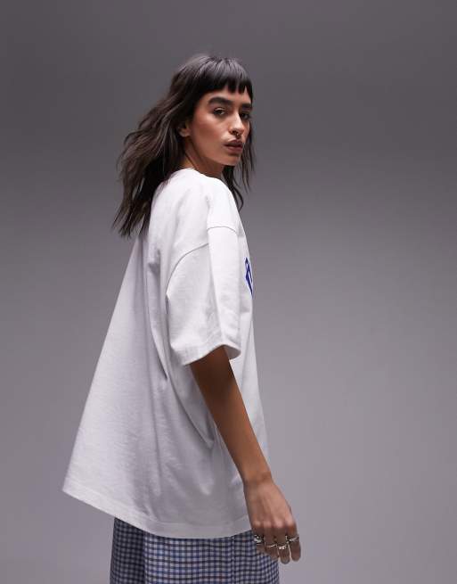 Topshop – Premium – Vit t-shirt i extra oversize med "etre Paris"-tryck, 3 av 4