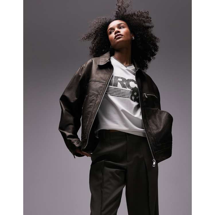 AMERI USED LIKE FAKE LEATHER JACKETブラウンS AMERI USED LIKE FAKE LEATHER JACKETブラウンS - メルカリ