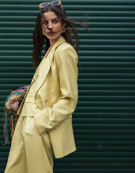 Topshop premium wedding guest occasion blazer in buttermilk - part of a set - view 1
