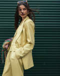 [Topshop] Topshop premium wedding guest occasion blazer in buttermilk (part of a set)-Yellow 16 Buttermilk