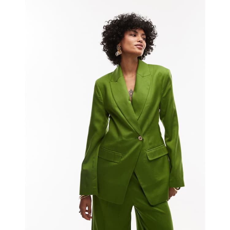 Topshop premium wedding guest occasion blazer in green - part of a set |  ASOS