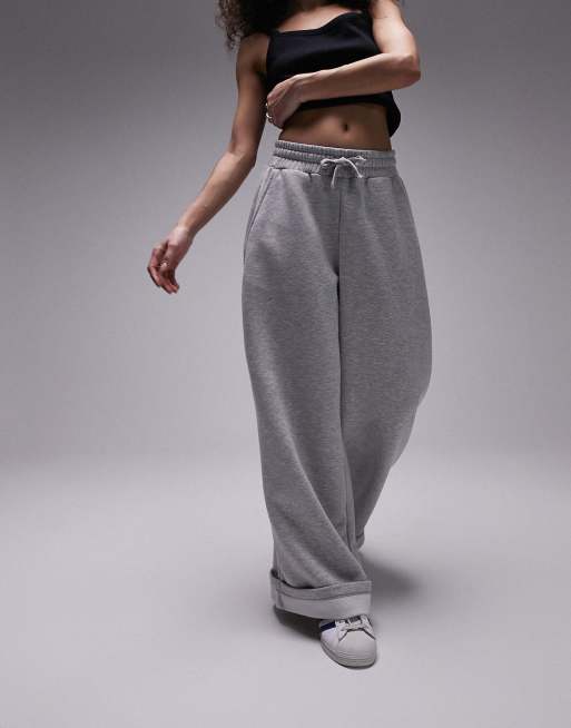 Topshop straight leg sweatpants in gray heather