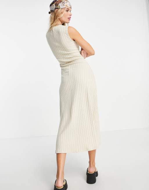 Topshop premium wide rib jersey midi dress in ecru, 2 of 4