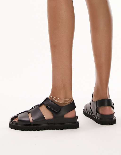 Topshop - Prescilla - Sandali gladiatore neri in pelle premium, 2 di 4