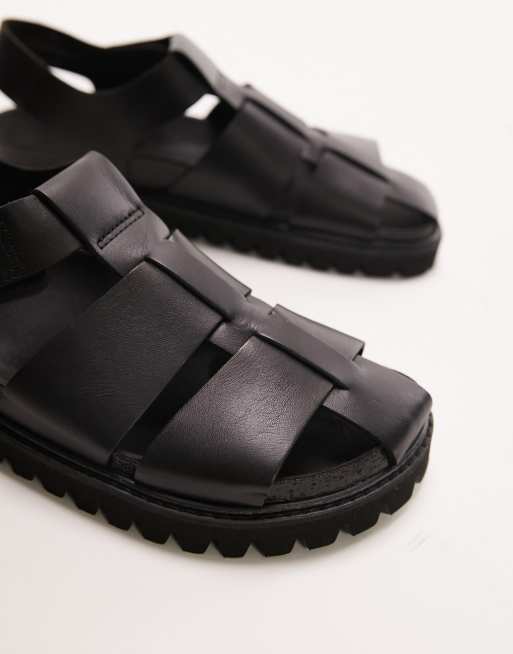 Topshop - Prescilla - Sandali gladiatore neri in pelle premium, 3 di 4