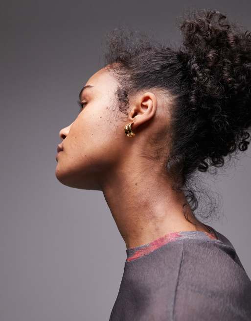 Topshop – Preston – Goldfarbene Creolen aus wasserfestem Edelstahl, 3 von 4