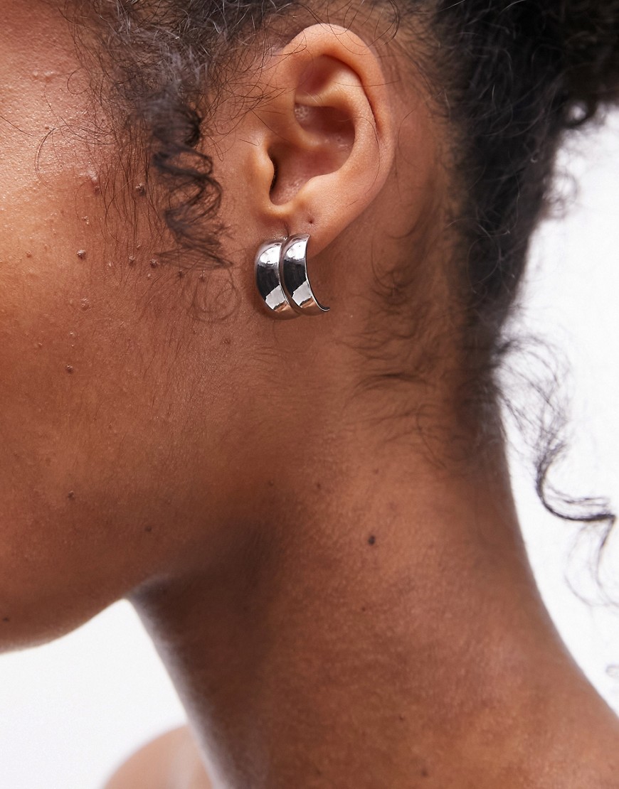 Preston waterproof stainless steel curved stud earrings in silver
