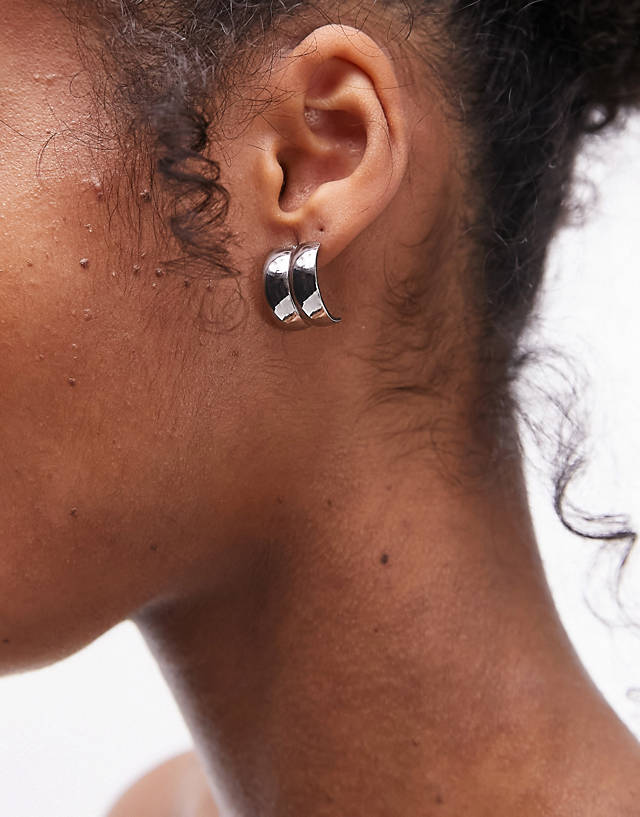 Topshop - preston waterproof stainless steel curved stud earrings in silver