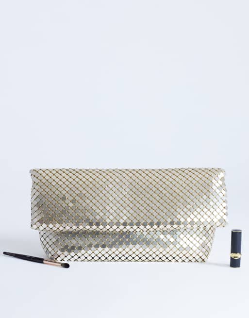 Topshop – Prince – Oversize-Clutch aus Kettenstoff in Gold, 2 von 4