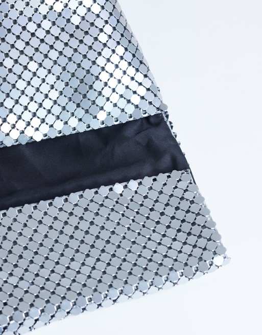 Topshop – Prince – Oversize-Clutch aus Kettenstoff in Silber, 3 von 4