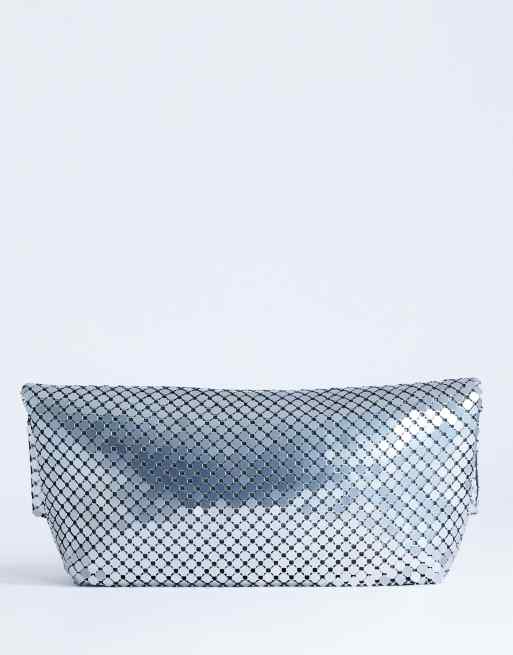 Topshop – Prince – Oversize-Clutch aus Kettenstoff in Silber, 4 von 4